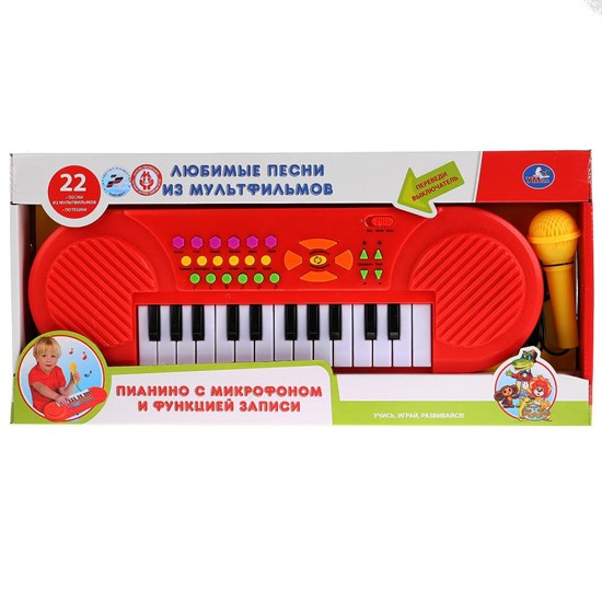 УМКА Пианино на бат., 22 Любимые песни и потешки из м/ф, с микрофоном B1454102-R - фото 41256