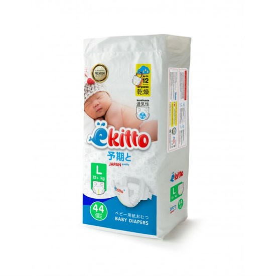 Подгузники на липучках EKITTO PREMIUM "L" (12+ кг.) 44 шт.