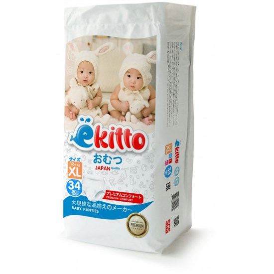Подгузники-трусики EKITTO PREMIUM "XL" (12+ кг.) 34 шт.