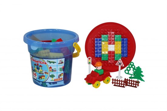 ПОЛЕСЬЕ Конструктор "Строитель" (84 элем. в ведре "Макси" с крышкой) 37213 - фото 10683