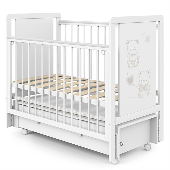 INDIGO Кровать Happy Friends маятник на колесах, ящик