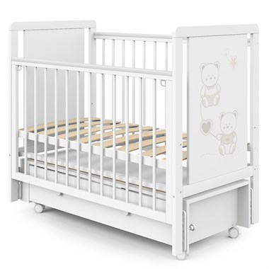 INDIGO Кровать Happy Friends маятник на колесах, ящик